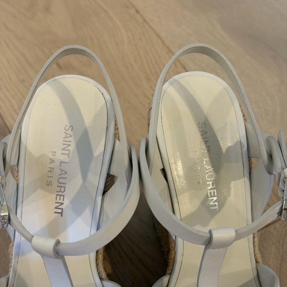 Saint Laurent Tribute Espadrille Wedge in Porcellana (White/Cream) - Picture 4 of 9
